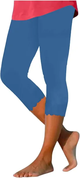 Akklian High Waisted Capri Yoga Pants for Women Soft Slim Fitting Gym Pants with Pockets for Running Cycling Workout Leggings