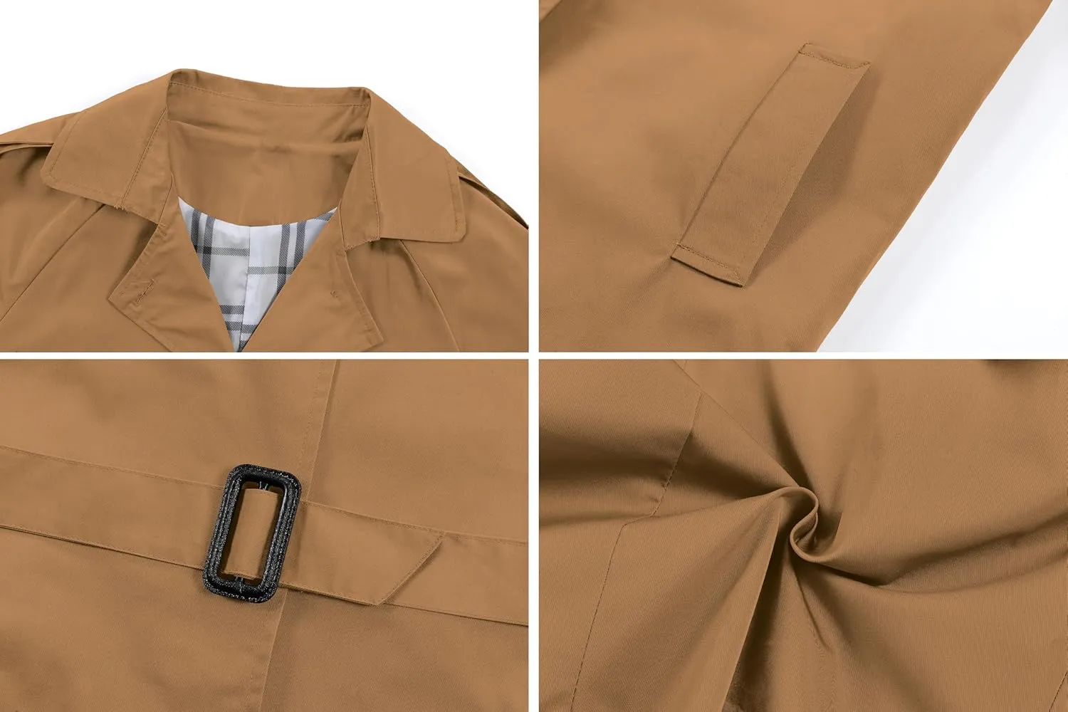 Betusline Girls & Women's Trench Coat Double Breasted Classic Lapel Outerwear, 3 Years - Women 2XL