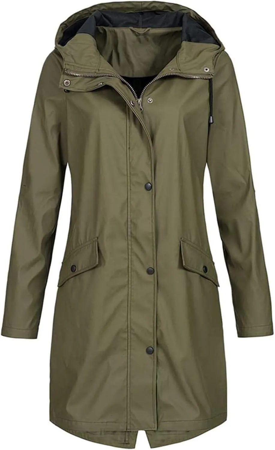 Canbebig Raincoat Women Lightweight Waterproof Coats Long Hooded Trench Coats Packable Rain Coats with Pockets Travel Jackets