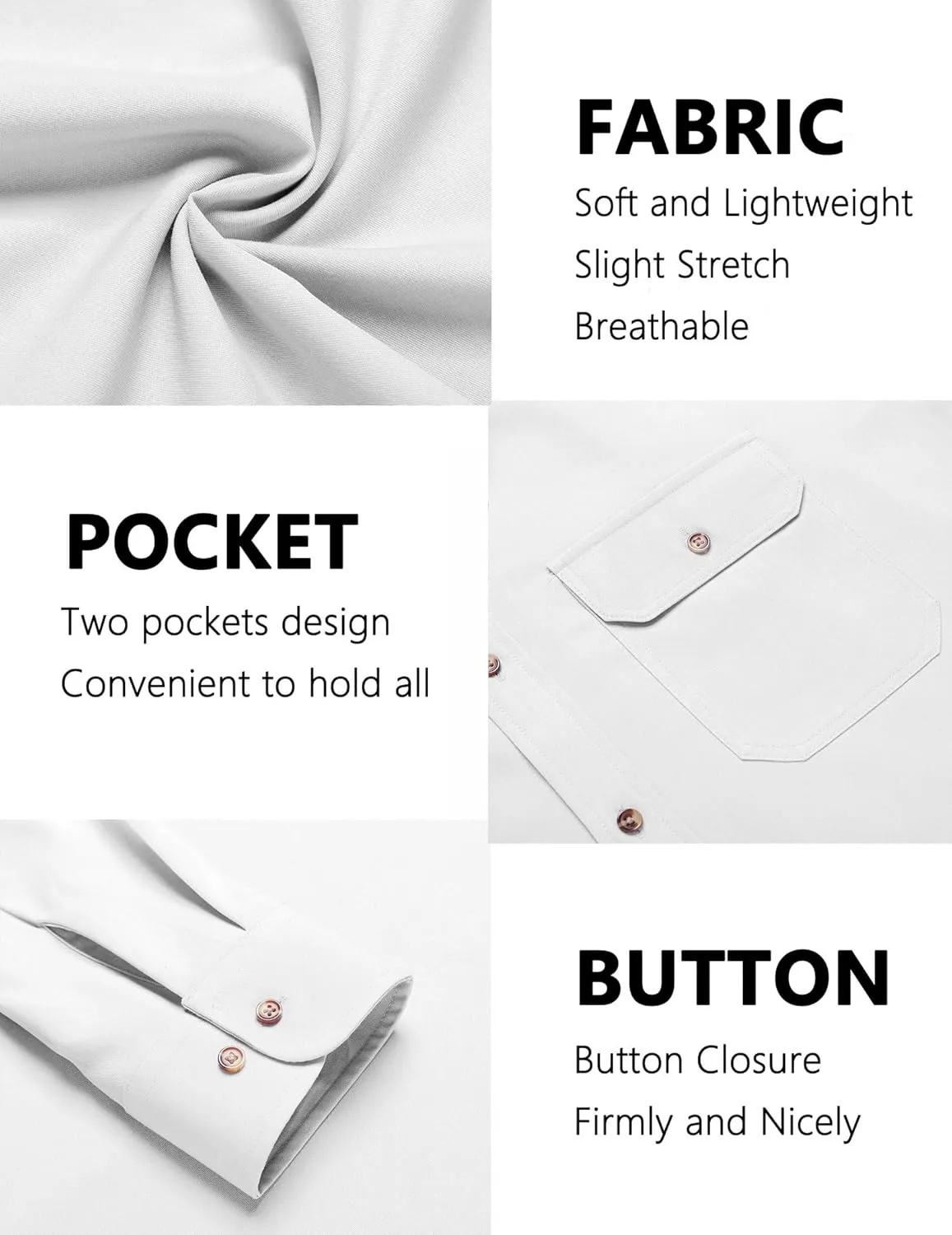 COOFANDY Mens Casual Button Down Shirts Long Sleeve Wrinkle-Free Shirt Lightweight Shirt Jacket