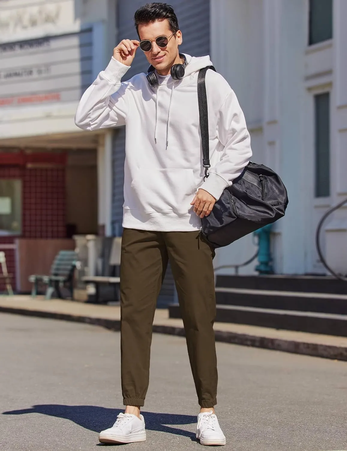 COOFANDY Mens Casual Joggers Pants Elastic Drawstring Chino Cargo Pants Hiking Outdoor Track Sweatpants