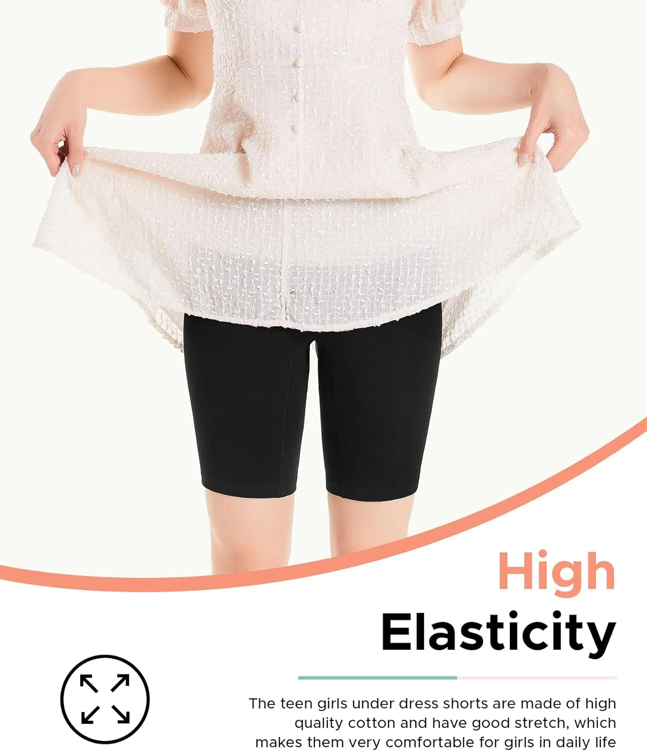 INNERSY Teen Girls Dance Bike Shorts Cotton Under Dress Shorts for Size 8-16 Pack of 3