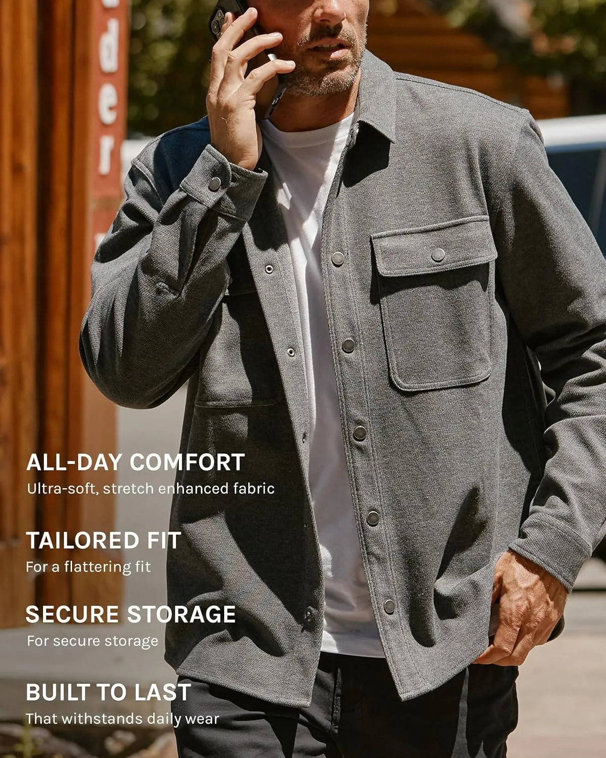 INTO THE AM Men's Sierra Shirt Jacket S - 4XL Twill Casual Fall Fashion Long Sleeve Button Up