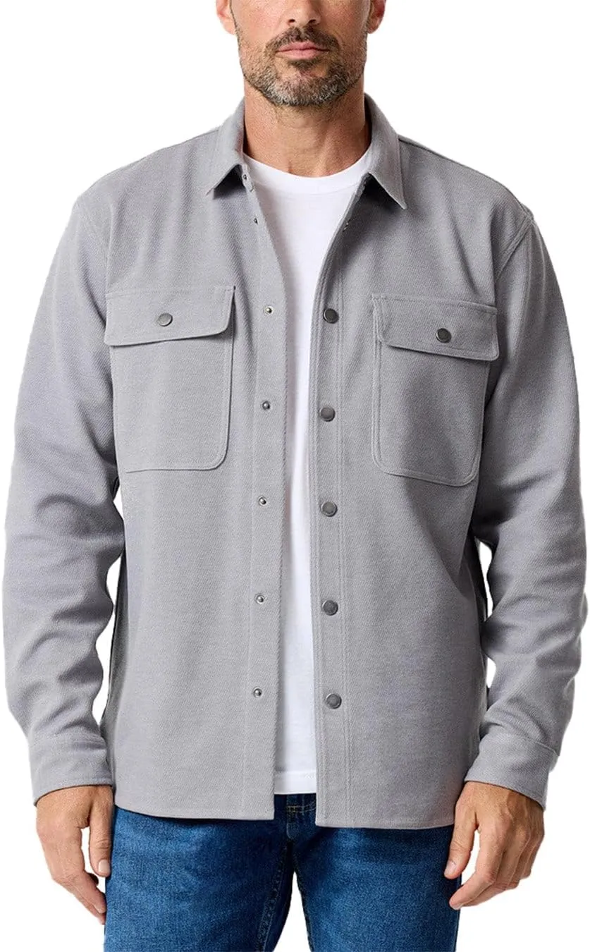 INTO THE AM Men's Sierra Shirt Jacket S - 4XL Twill Casual Fall Fashion Long Sleeve Button Up