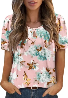 KISSMODA Womens Tops Short Sleeve Plus Size Tunic Top Casual Shirt O-neck Boho Blouse Summer Basic Tunics Tops for Woman