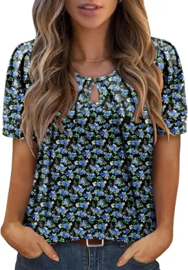 KISSMODA Womens Tops Short Sleeve Plus Size Tunic Top Casual Shirt O-neck Boho Blouse Summer Basic Tunics Tops for Woman
