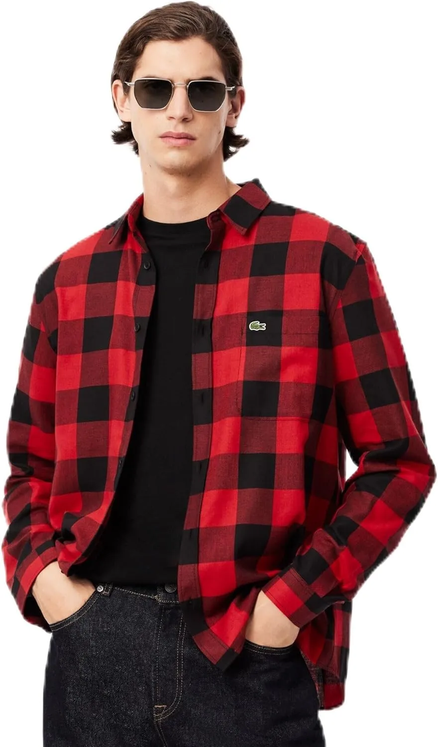 Lacoste Men's Cotton Twill Plaid Overshirt