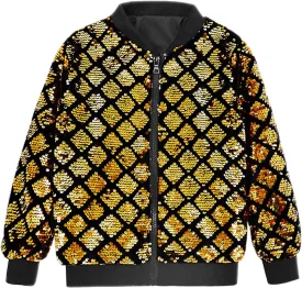 Lars Amadeus Argyle Sequin Bomber Jacket for Men's Party Club Shiny Baseball Varsity Jacket