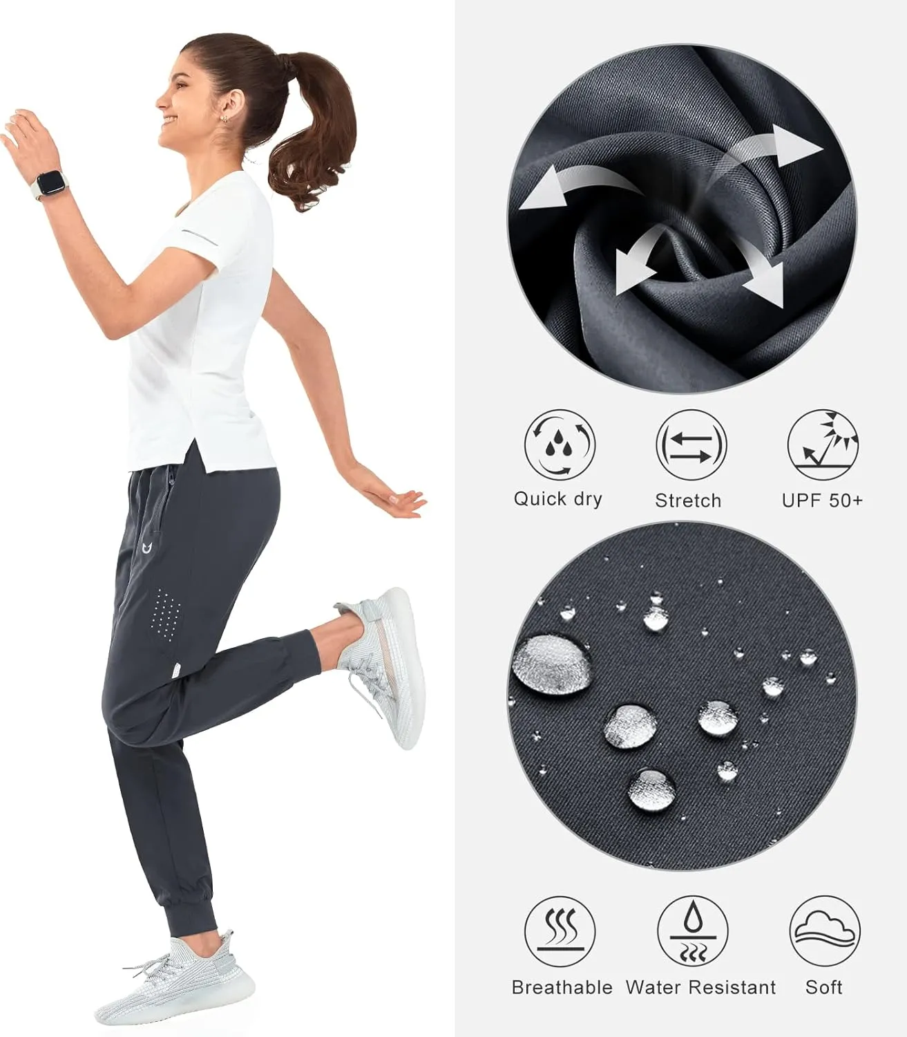 NORTHYARD Women's Running Athletic Pants Track Lightweight Joggers Workout Jogging Casual Sweatpants with Zipper Pockets