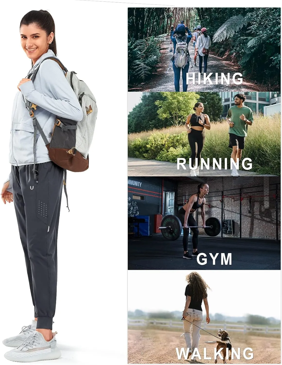 NORTHYARD Women's Running Athletic Pants Track Lightweight Joggers Workout Jogging Casual Sweatpants with Zipper Pockets
