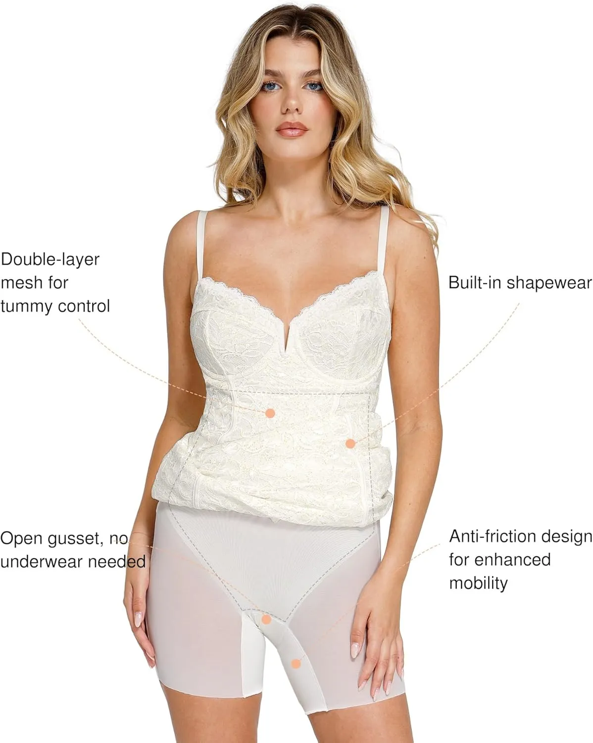 Popilush Lace Cocktail Dresses for Women - Formal Party Corset Shapewear Dress Deep V Neck Midi Dress with Side Slit