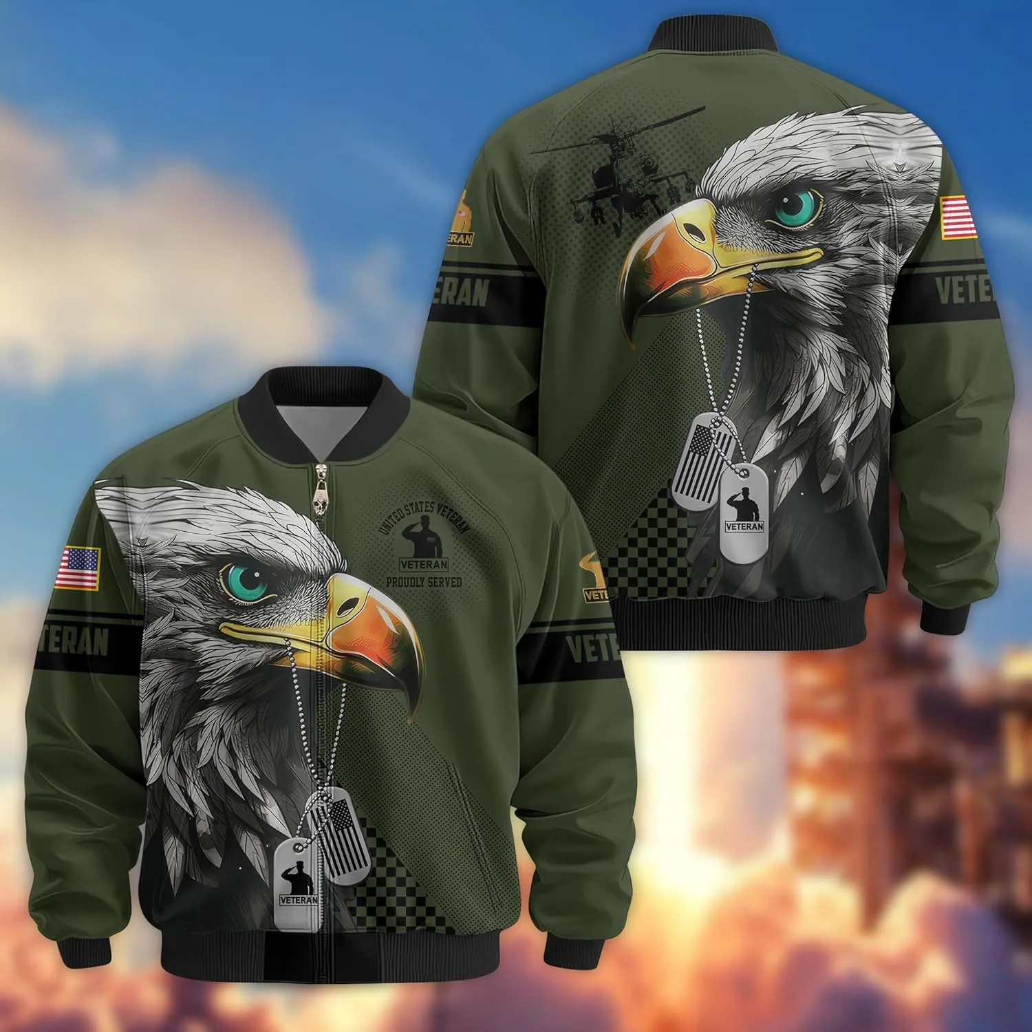 Proudly Served Veterans Varsity Jacket, Military Bomber Jacket Patriotic Style  Perfect Veteran Gift, Ideal for Veterans Day