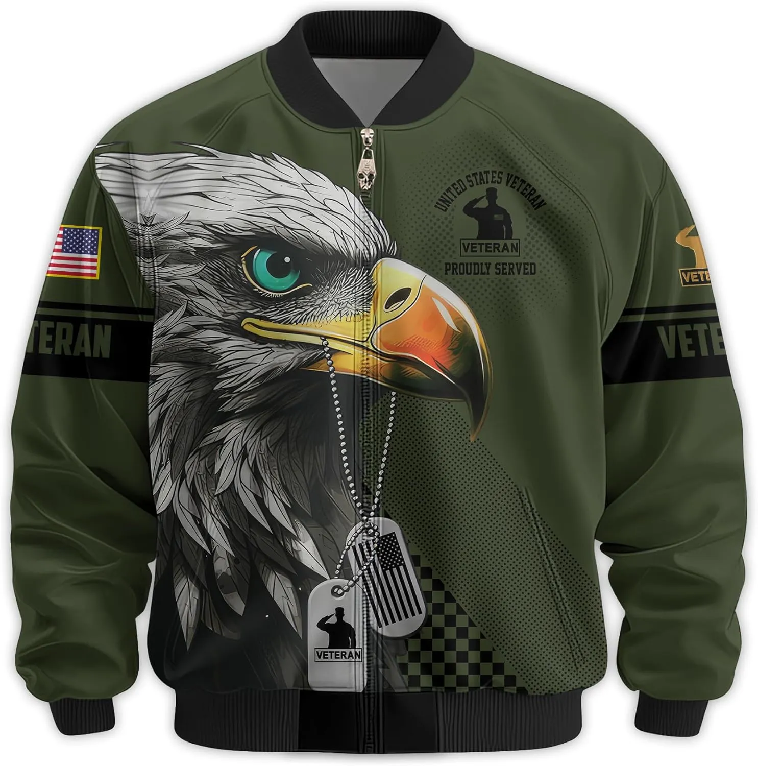 Proudly Served Veterans Varsity Jacket, Military Bomber Jacket Patriotic Style  Perfect Veteran Gift, Ideal for Veterans Day