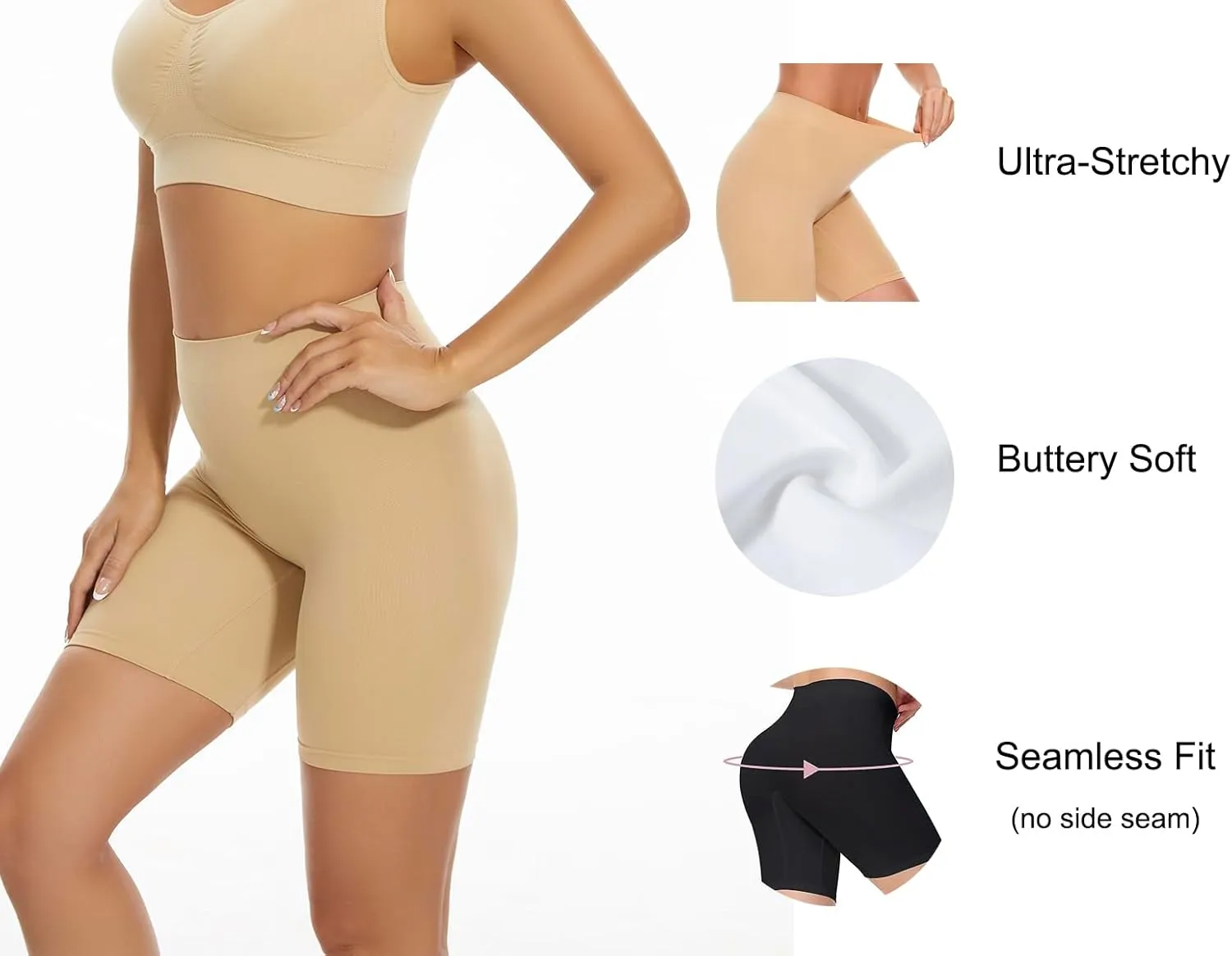 Seamless Slip Shorts Women's Smooth Slip Panties for Under Dresses Shapewear Shorts