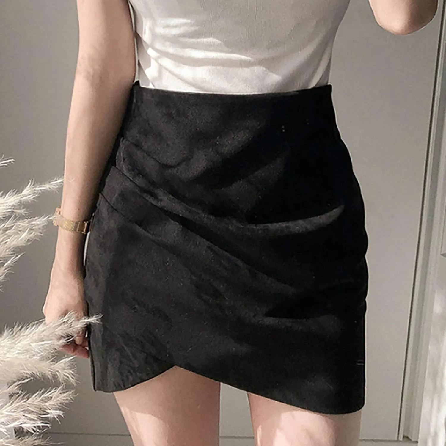 Skirts for Women Plaid Skirts for Women Half Skirt Skirt Slim Wool Plaid Mini Skirt High Waisted Bodycon Pencil Skirt