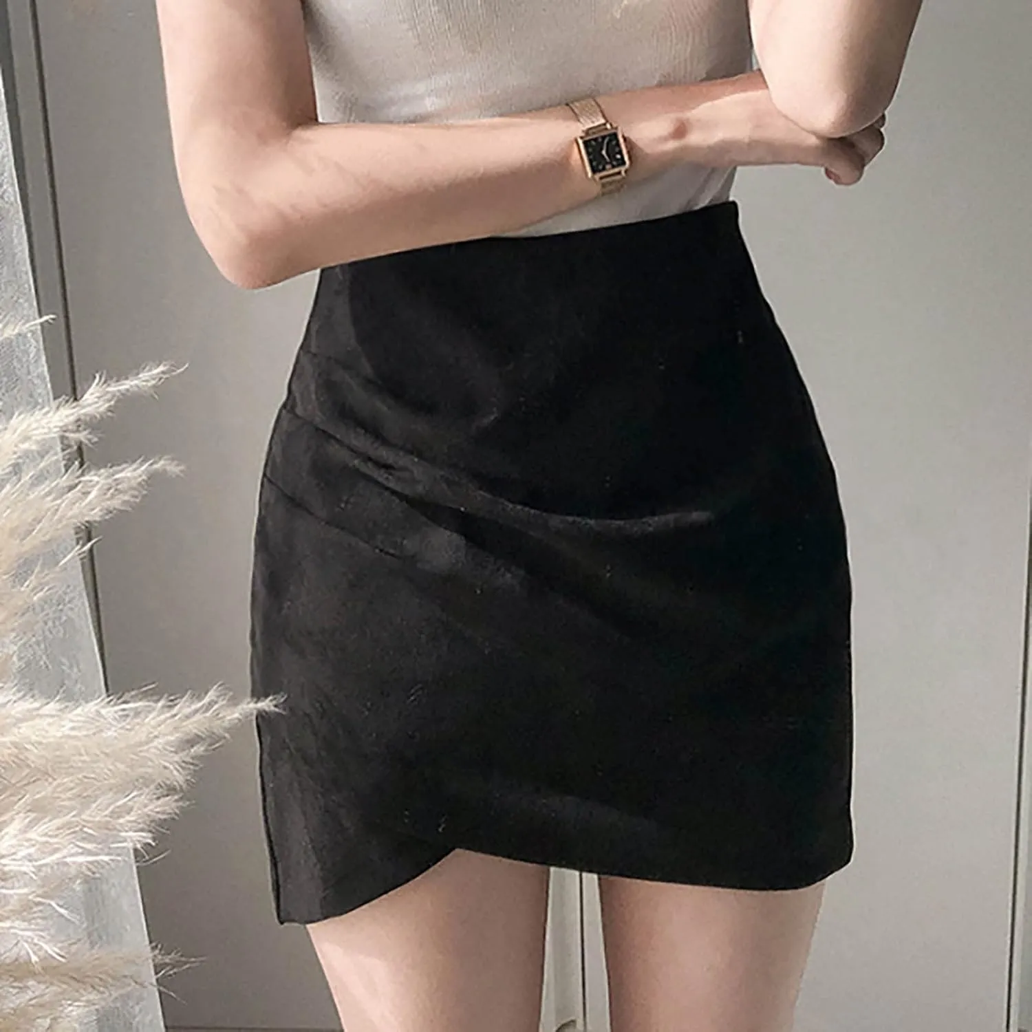 Skirts for Women Plaid Skirts for Women Half Skirt Skirt Slim Wool Plaid Mini Skirt High Waisted Bodycon Pencil Skirt