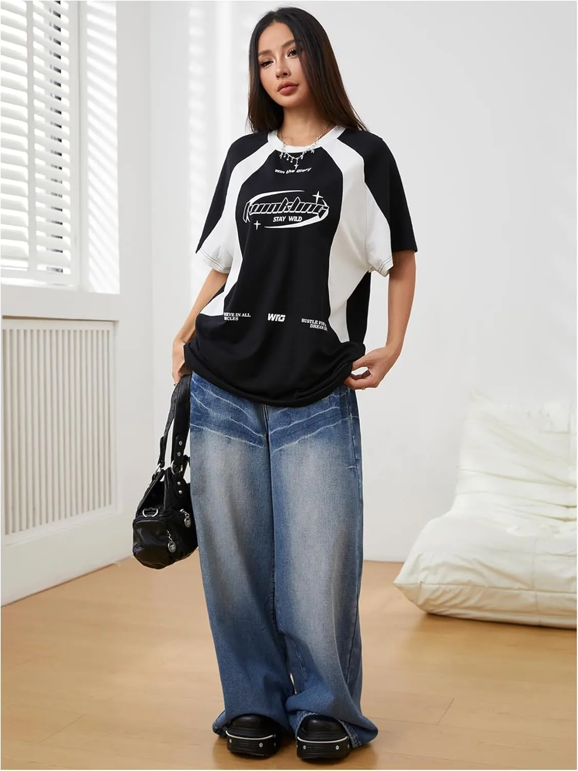 SOLY HUX Women's Graphic Tees Y2k Oversized T Shirt Jersey Streetwear Shirts Vintage Summer Tops