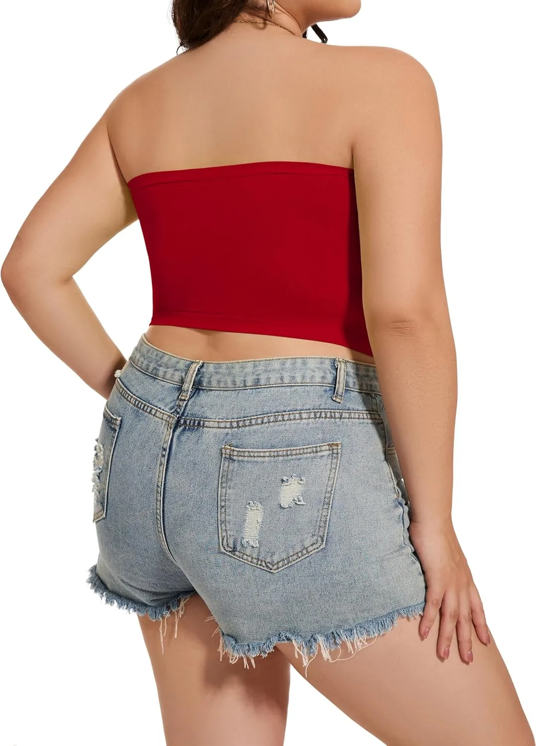 Tube Tops for Women Summer Crop Top Basic Casual Bandeau Going Out Strapless Short Shirt