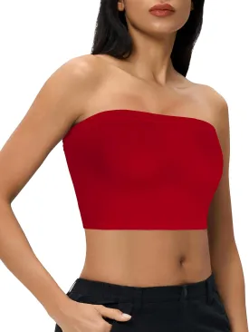 Tube Tops for Women Summer Crop Top Basic Casual Bandeau Going Out Strapless Short Shirt