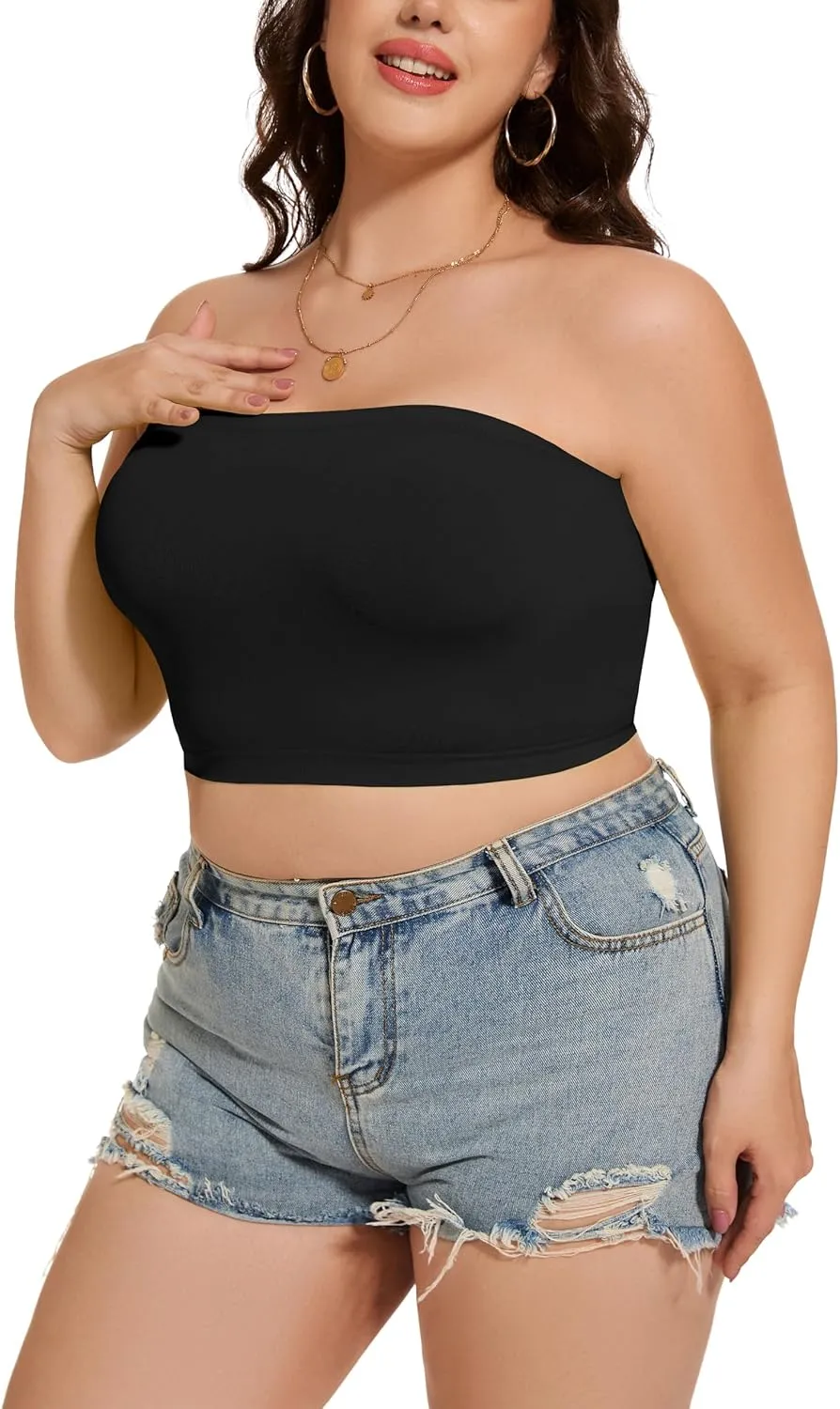 Tube Tops for Women Summer Crop Top Basic Casual Bandeau Going Out Strapless Short Shirt