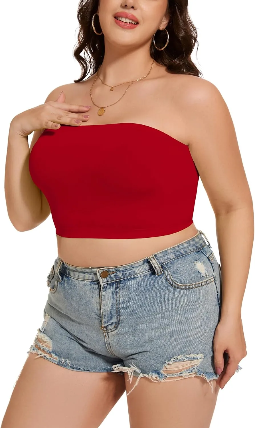 Tube Tops for Women Summer Crop Top Basic Casual Bandeau Going Out Strapless Short Shirt