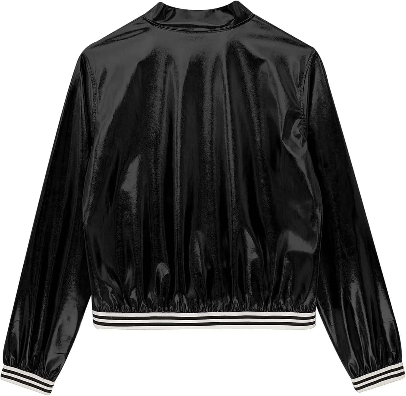 Vxuxlje Men's Shiny Metallic Bomber Jacket 70s Disco Party Baseball Jacket Outerwear Clubwear