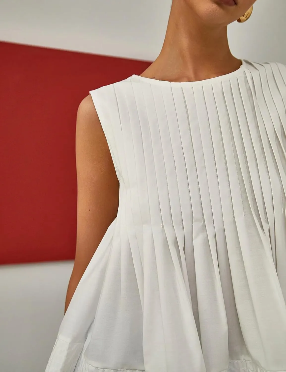Womens Summer Tank Tops Pleated Babydoll Tops Sleeveless Peplum Casual Blouse T Shirts