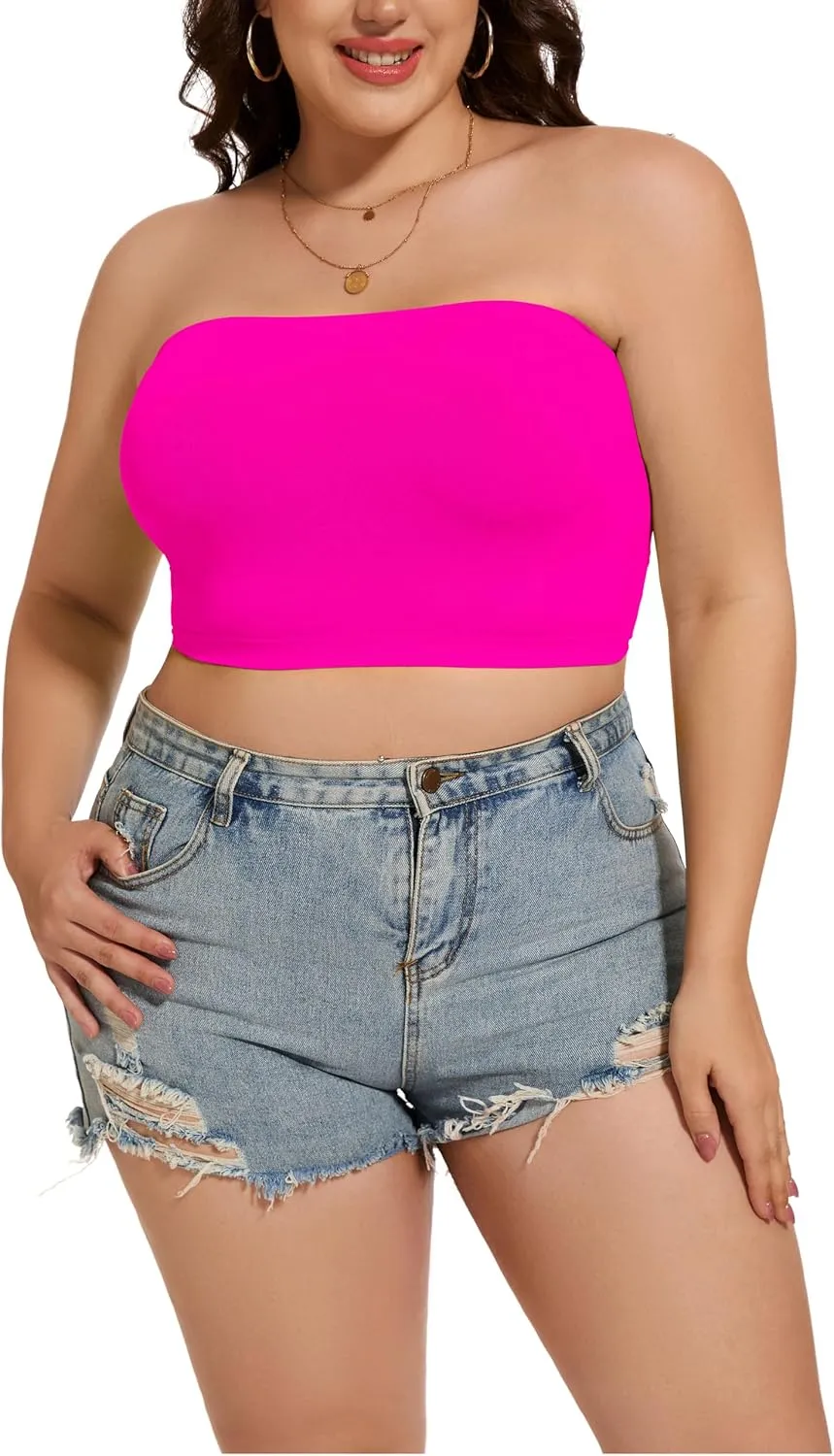 Womens Tube Tops Summer Bandeau Casual Crop Top Going Out Strapless Tank Basic Short Shirt