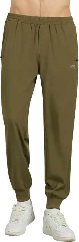 WULFUL Men's Athletic Running Joggers Workout Gym Pants Lightweight Track Casual Pant with Zipper Pockets