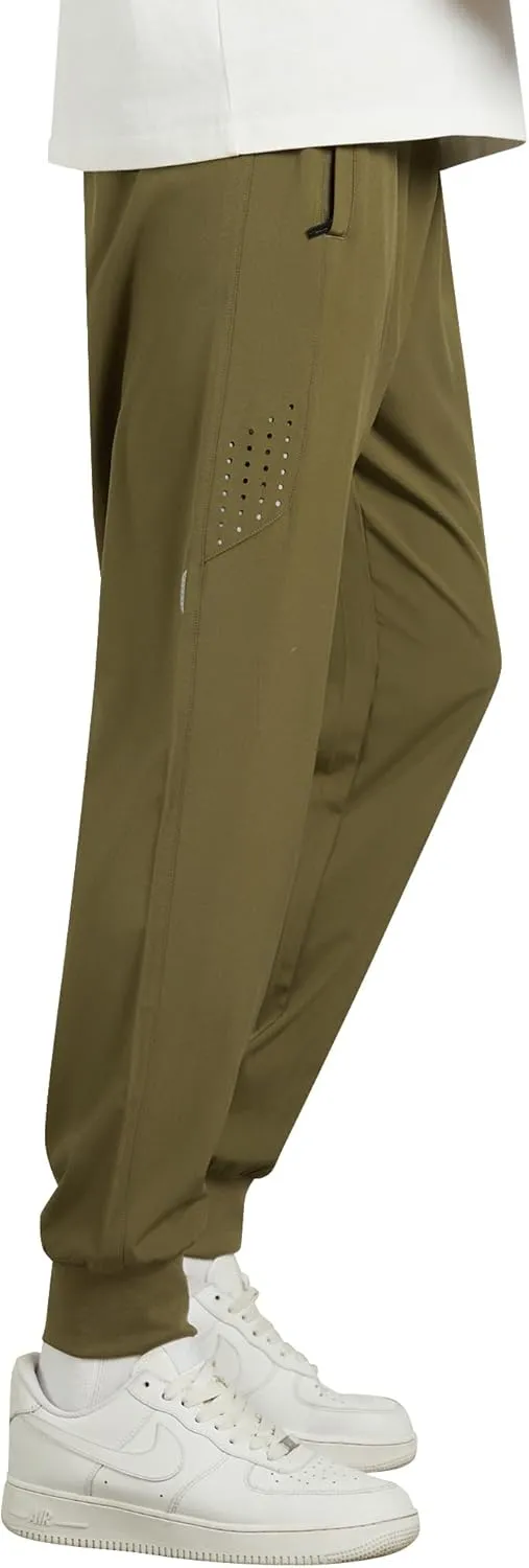 WULFUL Men's Athletic Running Joggers Workout Gym Pants Lightweight Track Casual Pant with Zipper Pockets