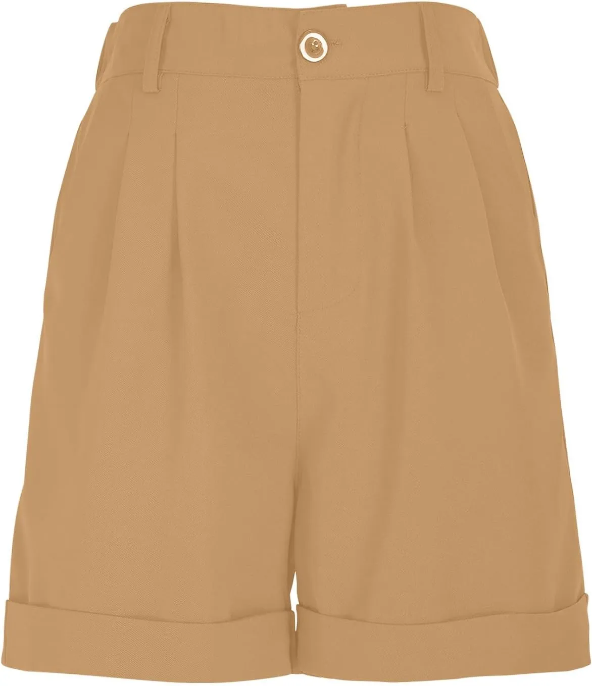 Xiaojmake Womens Summer Shorts Dressy Elastic Waist Wide Leg Suit Tailored Business Short Rolled Up Pleated Front Work Shorts